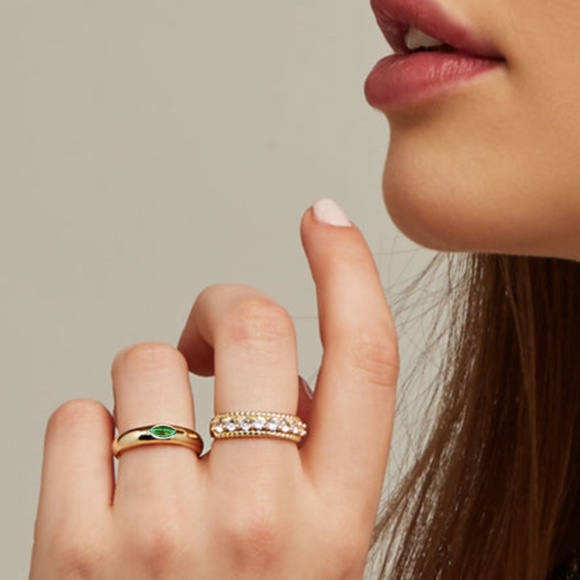 Boutique Jewelry - 24K Gold Plated Emerald Ring